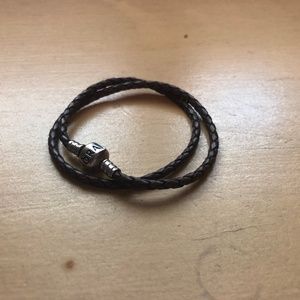 Pandora Leather Double Wrap Charm Bracelet